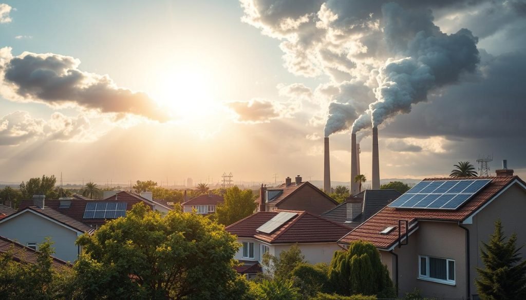 emissões de carbono e energia solar