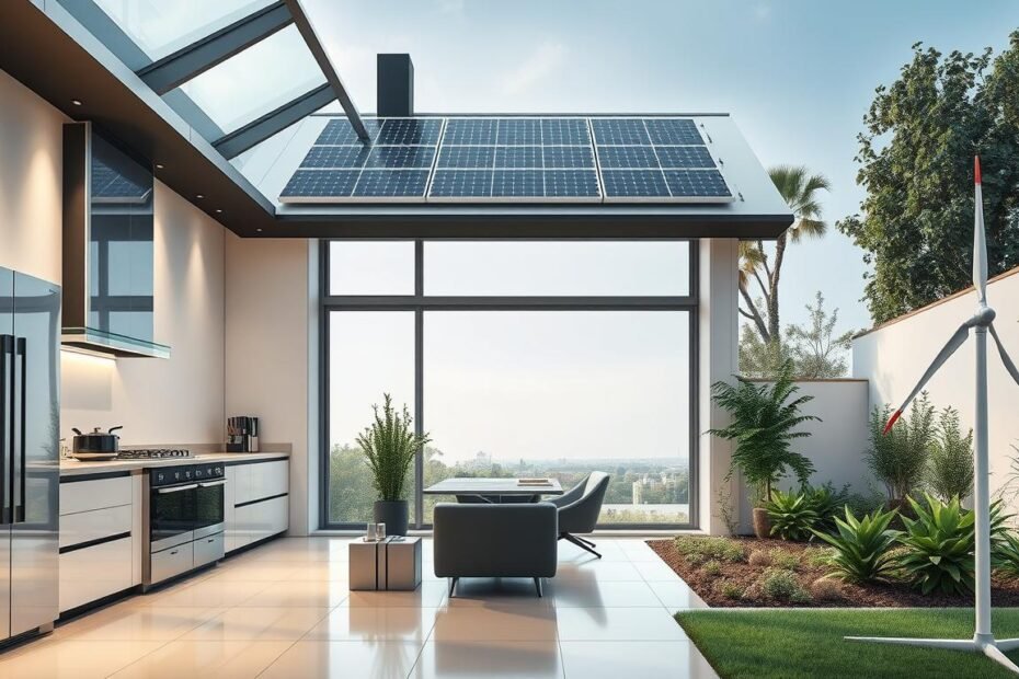 A sustentabilidade em casa é priorizada através de tecnologias inteligentes.